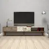 MENZZO Grand meuble TV en bois noyer et blanc effet marbre 2 portes Roma 180cm