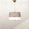 MENZZO Suspension Nilaya D30cm Métal Bolanc et Or et Tissu Blanc et Beige