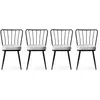 MENZZO Lot de 4 chaises Gino Métal Noir et Velours Blanc