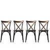MENZZO Lot de 4 chaises Rostam Métal Noir et Bois massif foncé