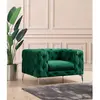 MENZZO Fauteuil capitonné avec coussin Alykes Velours Vert