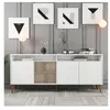 MENZZO Buffet bas 4 portes et 2 tiroirs Kaltes L180cm Blanc et Naturel
