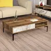 MENZZO Table basse moderne Varnus 105cm Bois et Effet marbre Blanc