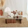 EMOB Menzzo Table Basse Design Alazar 105cm Bois foncé et Verre Transparent