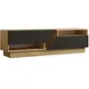Meuble TV tiroirs trapèze 160cm Magnifikal Chêne clair et Gris