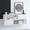Wooden Art - Etagère murale Forkis blanche - 120x50x22 cm T.U