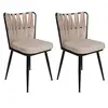 Wooden Art - 2 Chaises Kusakli crème/noir - 43x82x43 cm T.U