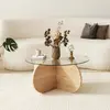 HANAH HOME Table basse en verre Bubble chêne