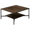 HANNAH HOME Menzzo Table Basse carrée Harmony 80x80cm Métal Noir et Bois foncé