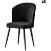 MENZZO Lot de 4 chaises Iria Velours et Métal Noir