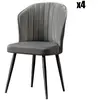 MENZZO Lot de 4 chaises Iria Velours Gris et Métal Noir