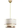 Vente-unique - Suspension en métal - D.30 x H. 65 cm - Doré et beige - RAYONA