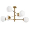 EMOB Suspension design battons 6 lampes Lunas Métal Or et Verre Blanc TU