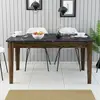 MENZZO Table de salle à manger avec rangement Fiorita 145cm Bois et Noir effet marbre