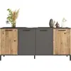 MENZZO Buffet bas 4 portes Peeves L160cm Chêne clair et Anthracite
