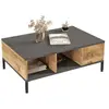 MENZZO Table basse avec rangement Ginny 60x90cm Anthracite et Chêne clair