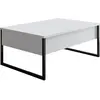 MENZZO Table basse Sibylle 60x90cm Métal Noir et Bois Blanc