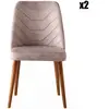MENZZO Lot de 2 chaises Conla Velours Beige