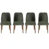 MENZZO Lot de 4 chaises Conla Velours Vert foncé