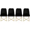 EMOB Lot de 4 chaises design kymish métal or et velours noir Kymish