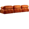 MENZZO Canapé modulable 3 places avec pouf Nourhane Tissu Orange