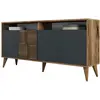 MENZZO Buffet bas 4 portes et 2 tiroirs Kaltes L160cm Bois et Anthracite