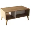 MENZZO Table basse avec rangement Elena L90cm Bois Chêne clair et Blanc