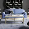 MENZZO Table basse rectangle Cubicum 2 tablettes Bois Marbre Blanc et Métal Or