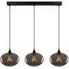 EMOB Suspension 3 lampes alignés ferno l97cm métal et verre noir Ferno