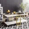 Table basse - BOBOCHIC - LESTINA - Design bords dorés - Or / Blanc