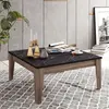 BOBOCHIC Table basse carré Villette 85x85cm Bois Naturel et Noir effet marbre TU
