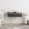 BOBOCHIC Console 1 porte battante Dettris Métal Or et Bois Noir effet marbre TU