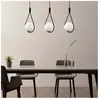 Opviq Suspension Mudoni MR-939 à 3 lampes linéaire noir/verre opale
