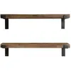 DECORATIE 2 etagères murales design en bois et métal - l. 60 x l. 14 cm - marron