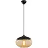 MENZZO Suspension Ferno D25cm Métal Noir et Verre Noir et Fumé