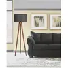 ALLURE Lampadaire trépied Lunctura H153cm Bois Naturel et Tissu Gris foncé TU