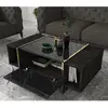 BOBOCHIC Cotecosy - Table Basse En Aggloméré Imitation Marbre Noir Veyron