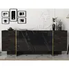 BOBOCHIC Vente-Unique Buffet Avec 4 Portes - Effet Marbre Noir Et Doré - Cadeba