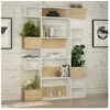 BOBOCHIC Etagères bibliothèque huber l120xh171cm blanc et chêne clair Etag