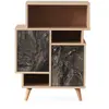 DECORATIE Etagère bibliothèque design marbré Izmir - L. 70 x H. 90 cm - Gris anthracite