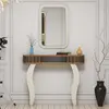 MENZZO Ensemble console et miroir Basalt Bois Naturel et Blanc crème