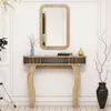 MENZZO Ensemble console et miroir Basalt Bois Naturel et Chêne clair