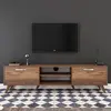 BOBOCHIC Meuble TV, 2 portes rabattables - L180 cm - Effet Bois foncé