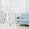MENZZO Lampadaire Tympanum trépied Bois Blanc créme et Beige