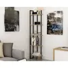 MENZZO Étagère bibliothèque d'angle Haesitavit 180cm Bois Chêne et Métal Noir TU