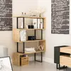 MENZZO Étagère bibliothèque Usu 124,5cm Bois Chêne et Métal Noir
