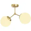 VENTE-UNIQUE Suspension en métal 2 globes DAMAR - L. 44 x H. 28 cm - Doré et blanc