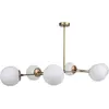 VENTE-UNIQUE Suspension en métal 6 globes DAMAR - L. 100 x H. 52 cm - Doré et blanc