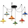 KOBO Living Plafonnier araignée 6 lampes prismol bois naturel et métal multicolore