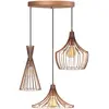 VENTE-UNIQUE Suspension en métal cuivré - 3 abat-jours - L. 55 cm - MEZOPOTAMYA